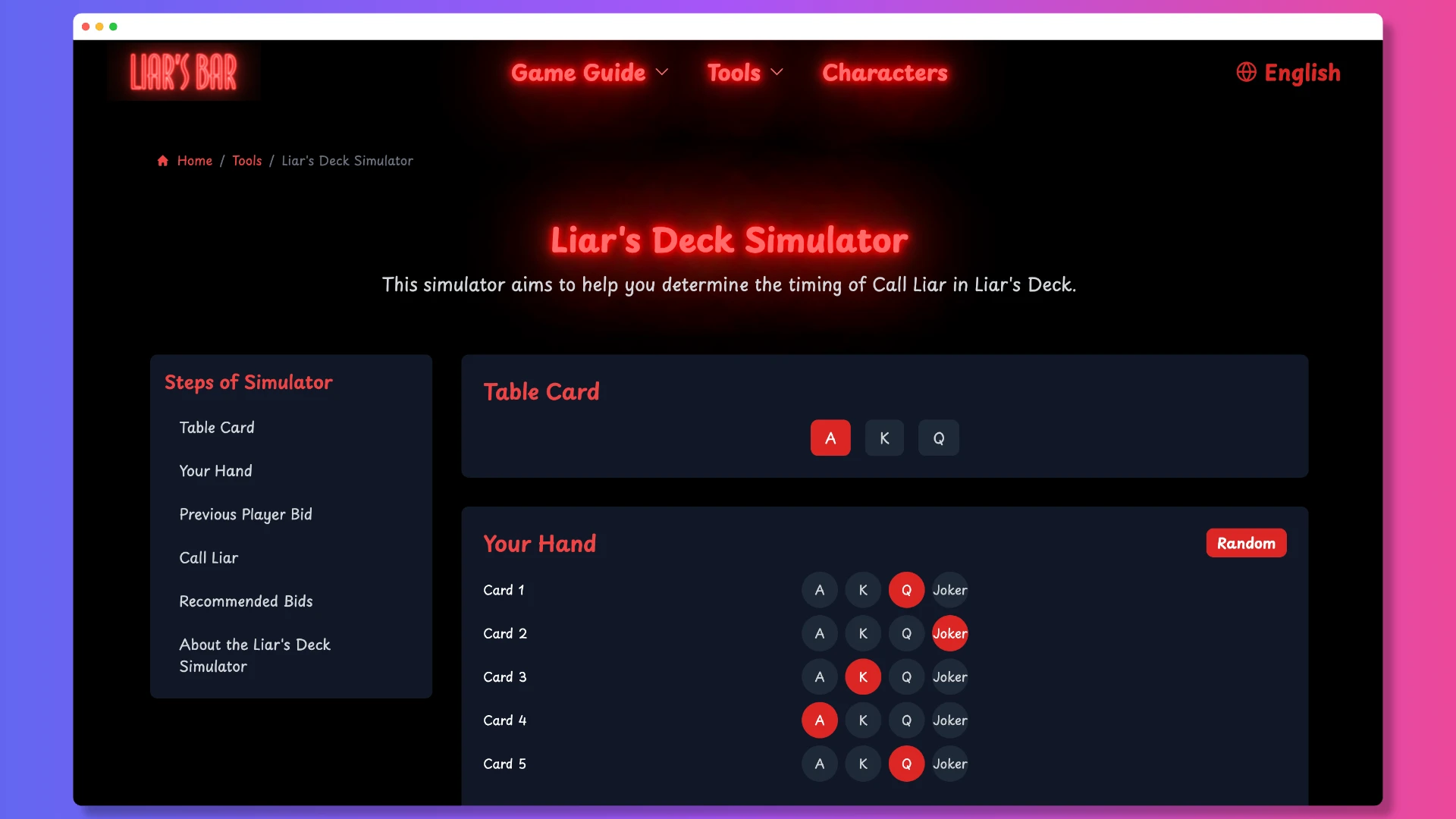 Liar's Deck Simulator